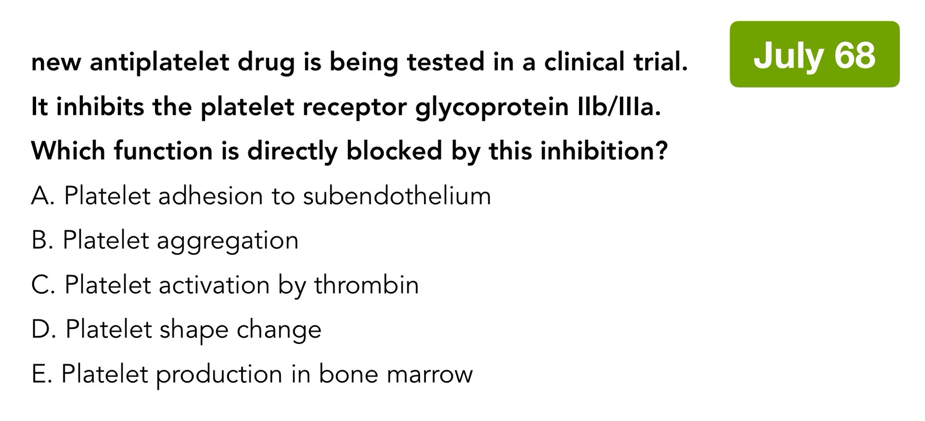 Read more about the article Antiplatelet (GPIIb/IIIa) | แนวข้อสอบ NL1 ก.ค. 2568 พร้อมเฉลยละเอียด